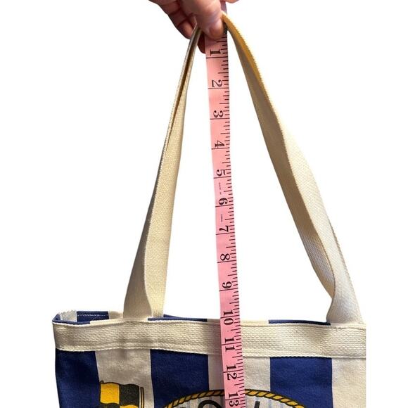 Vintage Poco Loco Club Cancun Mexico Canvas Zippered Tote Bag Blue White Parrot - Picture 2 of 13